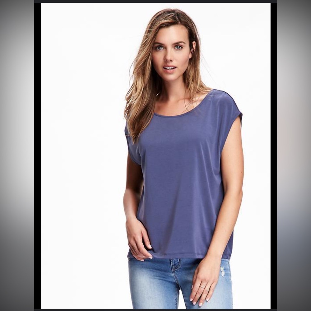 Old Navy Purple Sueded Cap-Sleeve Cocoon Top